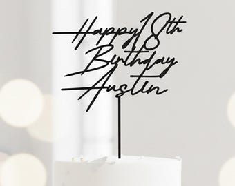 Custom Birthday Cake Topper, Personalized Name & Age, Gift, made in usa