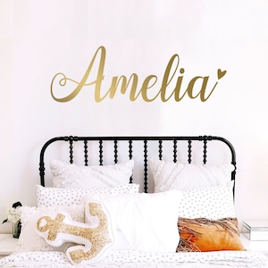 Heart Name Wall Decal / Personalized Name Wall Sticker - Girls Name Wall Decal, Nursery Room, Kids Room Decor