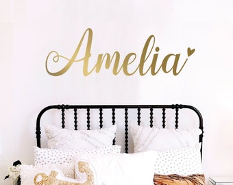 Heart Name Wall Decal / Personalized Name Wall Sticker - Girls Name Wall Decal, Nursery Room, Kids Room Decor