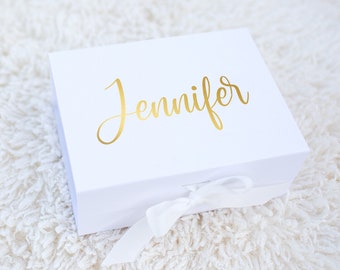Personalized Gift Box with Ribbon, Custom Text & Magnetic Lid