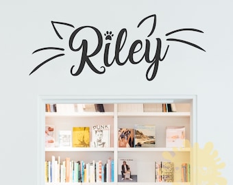 Cat Face Custom Name Wall Decal: Kids Room Decor