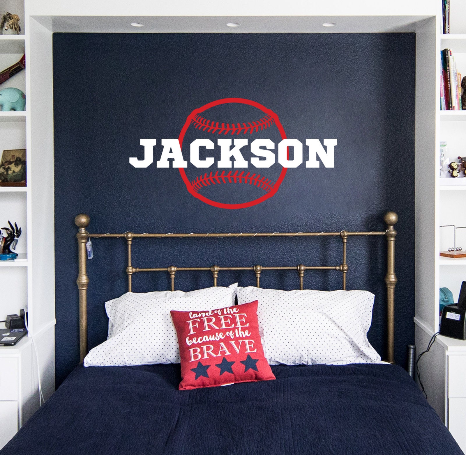 Baseball Name Wall Decal / Custom Name Wall sticker -  Sports Name Sticker, Boys Room Wall Decor, Teen Boys Room Art, Baseball Decor Sticker