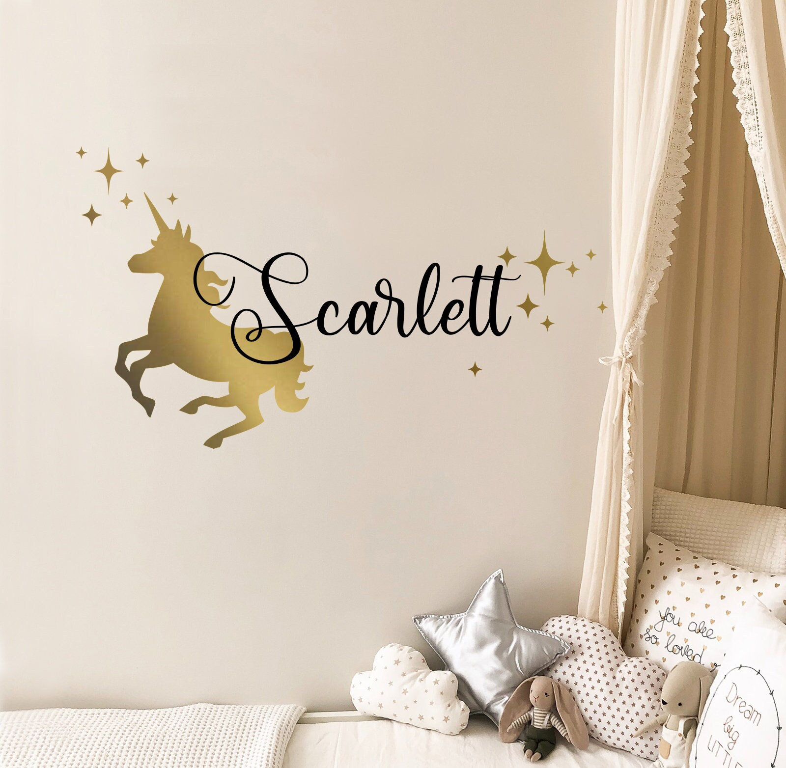 Unicorn Name Wall Decal: Personalized Nursery Decor - Etsy, image size:1600x1564