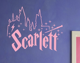 H.Potter style custom name wall decal/ Personalized Wall Sticker/ Name sticker/ Wizard HP room/ kidsroom/ magic wand/ gift/ made in USA
