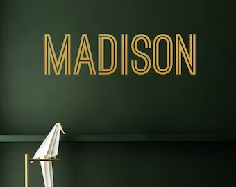 Personalized Name Wall Decal: Modern Lined Name Sign