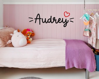 Cute Custom Name Wall Decal: Girls room decoration, Heart Star Daisy, Gift, Made in USA