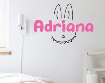 Custom Monster Name Wall Decal, Cartoon Nursery Decor