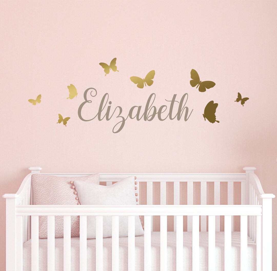Custom Name Wall Decal: Nursery Butterfly Decor, Made in USA - Etsy