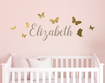 Kids Name Wall Decal/ Kids room/ Nursery/ Custom name and butterfly sticker/ Personalized Wall Decal/ Baby Name Deca/ Gift/ Made in USA