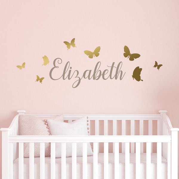 Kids Name Wall Decal/ Kids room/ Nursery/ Custom name and butterfly sticker/ Personalized Wall Decal/ Baby Name Deca/ Gift/ Made in USA