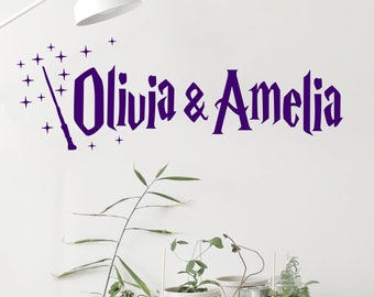 Personalized Wizard Name Wall Decal: Magic Wand Kids Room Decor