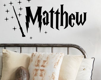 H.Potter name wall decal/ Personalized Wall Sticker/ Custom name sticker/ Wizard HP room/ kidsroom/ magic wand/ gift/ made in USA