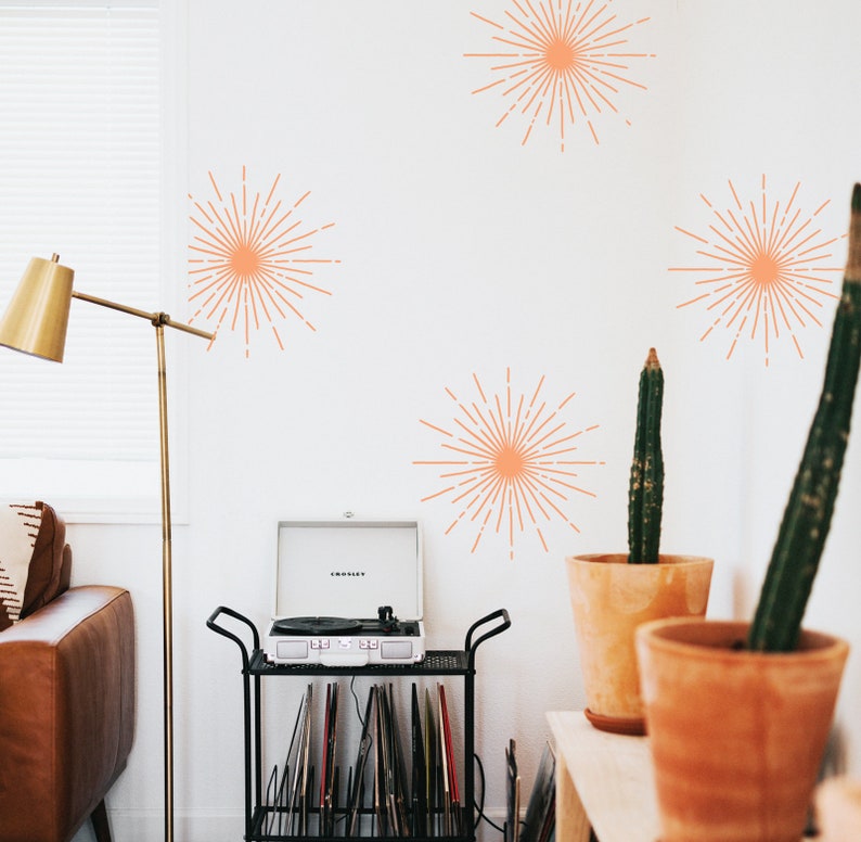 BOHO Style Wall Decal/ Starburst Sticker/ Boho Decor/ Etsy