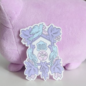 Pastel Cuckoo Clock Sticker Die Cut Water Resistant Scratch Resistant Vinyl Laminated