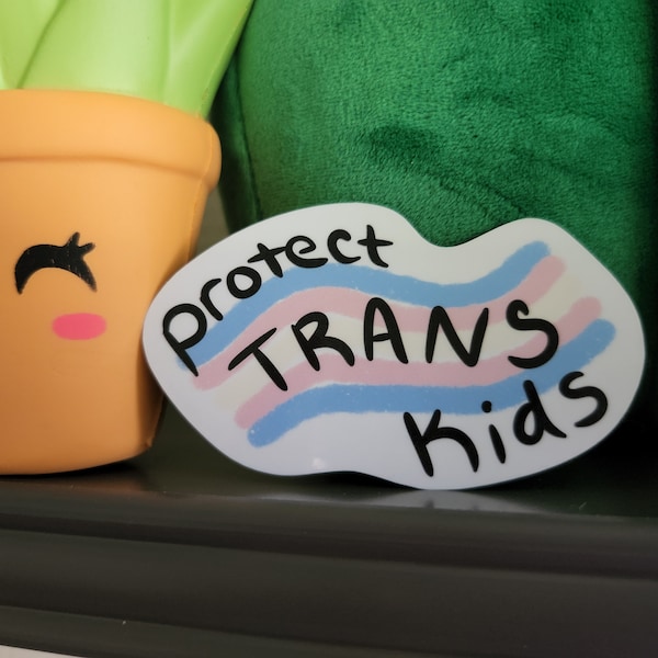 Protect Trans Kids Sticker Die Cut Water Resistant Scratch Resistant Vinyl Laminated