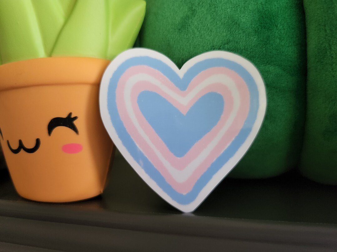 Trans Pride Heart Sticker Die Cut Water Resistant Scratch Resistant ...