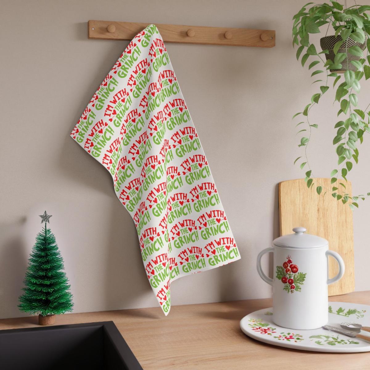 Yaclonq 2 Stück Grin-ch Weihnachten Küchentücher,Grin-ch Bad Handtücher Geschirrtuch Weihnachten,Cute Xmas Geschenke Für Frauen Männer,Küchentücher