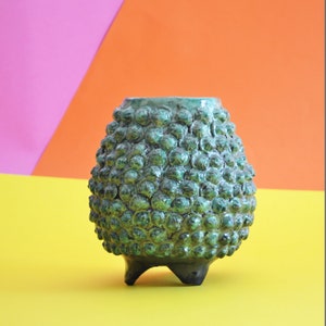 Dekorative handgemachte Ton Piña Pinapple Cactuts Behälter Kerzenhalter rustikal Stil Folk-Art Objekt aus Michoacan grün Farbe