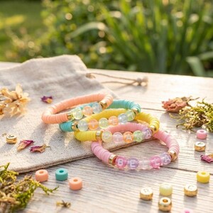 Personalized Heishi Bead Bracelet: Custom Name, Stacking Style