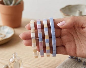 SOFT colors Tila Bracelets For Women|Stretchy Boho Bracelet | Trendy Bead Bracelet |Waterproof Bracelet |Gift For Mom | Unisex bead bracelet