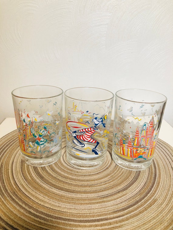 Vintage Walt Disney 25th Anniversary, Drinking Glasses, Set of 3 