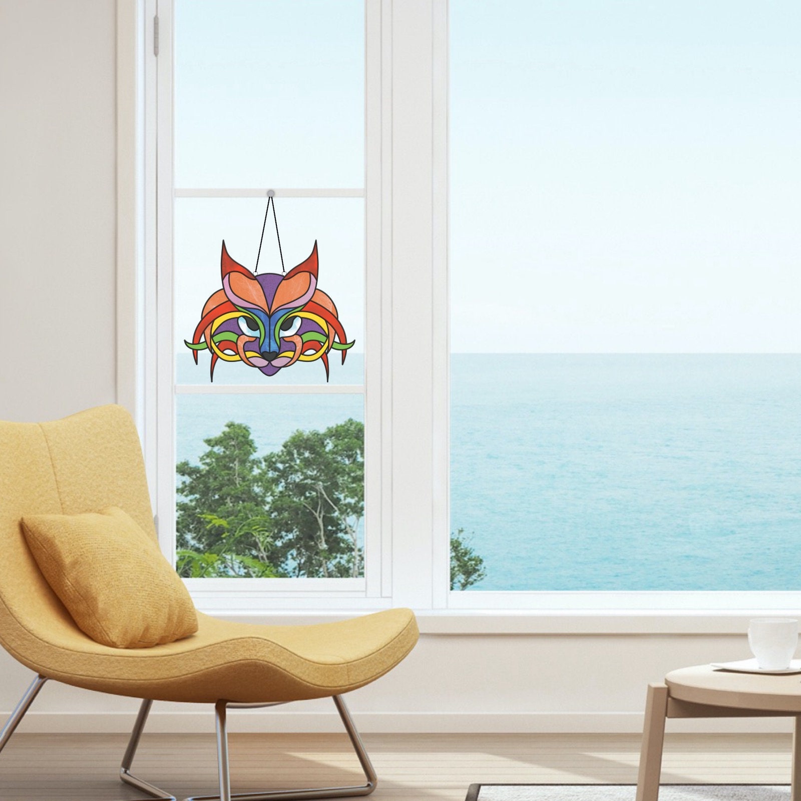 Stained Glass Pattern • Cat • Animal Suncatcher PDF • Window Hanging ...