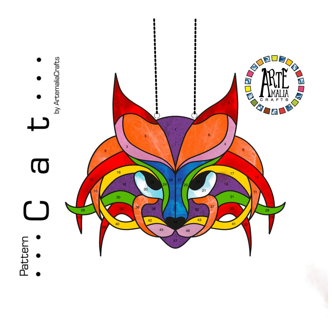 Stained Glass Pattern • Cat • Animal Suncatcher PDF • Window Hanging ...