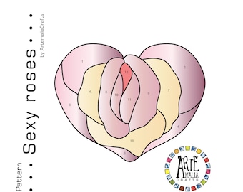 Digital Download ••• Stained glass Pattern suncatcher ••• Sexy Roses ••• Yoni Rose •••