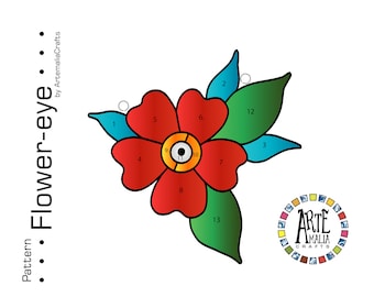Digital Download ••• Pattern ••• Stained glass suncatcher ••• Old Style Tattoo Flower - Eye ••• Three Patterns in One Bundle •••