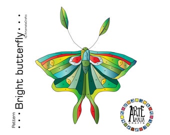 Digital Download ••• Stained glass Pattern suncatcher ••• Bright butterfly  •••