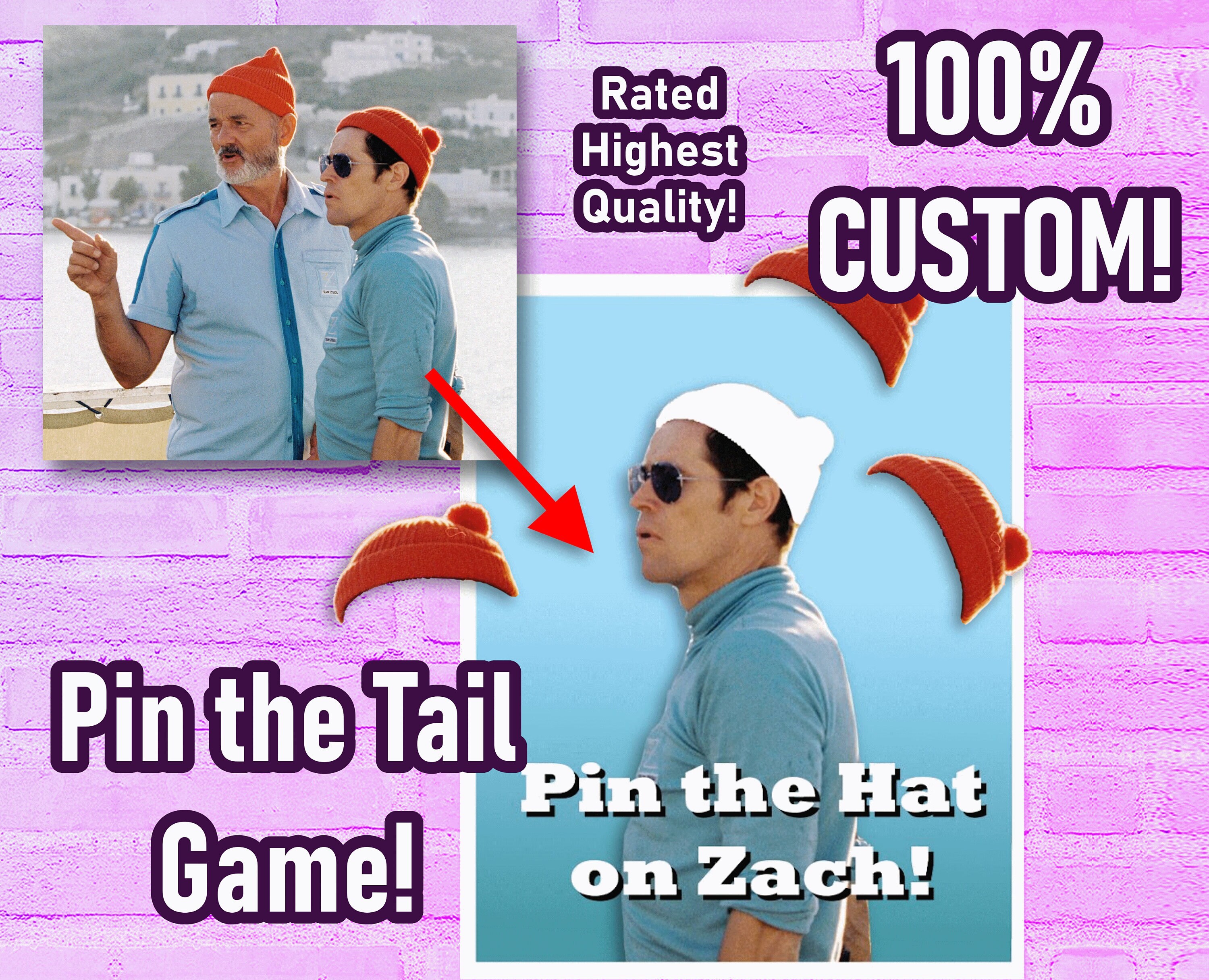 Custom Pin the Tail Game Any Face, Any Cartoon or Celebrity Etsy