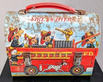 VTG Rare 1969 Walt Disney Aladdin Firefighters Metal Lunch Pail No Thermos