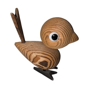 Vintage 1960&#39;s MCM Cryptomeria Japanese Cedar Wood Hand Carved Bird 2.75 inch