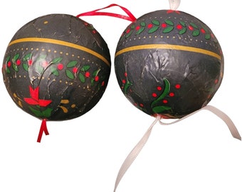 VTG Pair of Handmade Unique One of a kind Christmas Tree Ornaments 4 in.