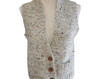 Vintage lana seda mezcla Cottage Koret madera botón chaleco Sz L