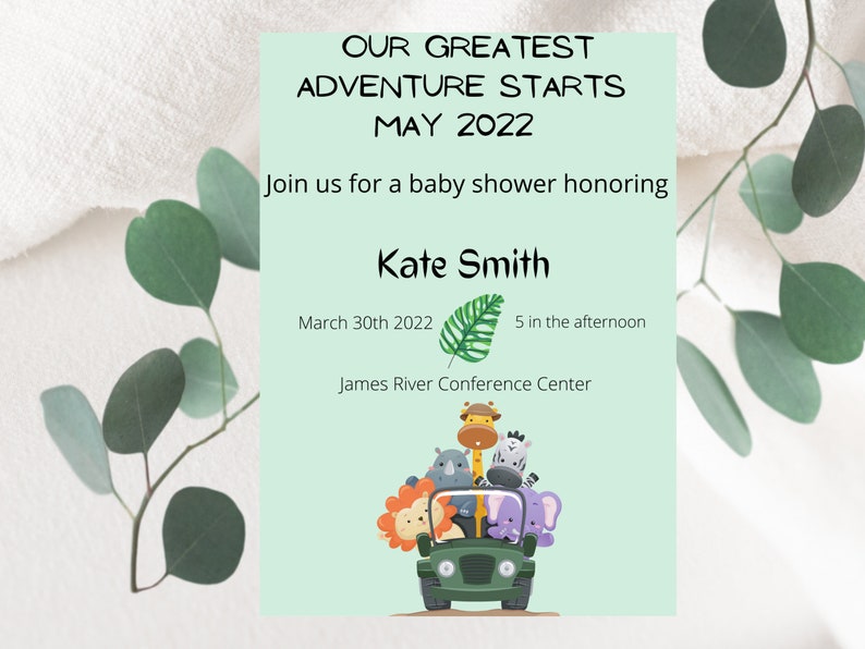 Editable Safari Baby Shower Invitation Template Etsy