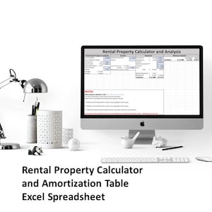 Rental Property Calculator and Amortization Table Excel Spreadsheet - Property Cashflow and Analysis for Real Estate investments | MS Excel