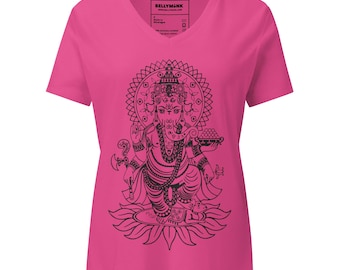 Ganesh- Black Print- Women’s relaxed v-neck t-shirt