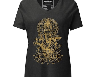 Ganesh- Gold Print- Women’s relaxed v-neck t-shirt