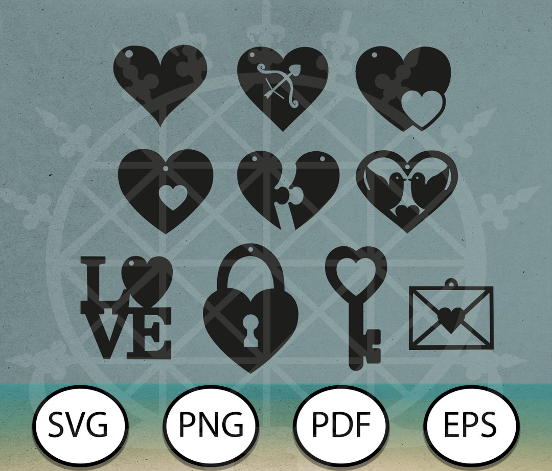 Valentines Day Heart SVG Bundle Cutting Files Eps Png Pdf - Etsy