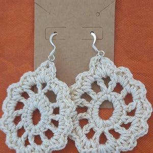 crocheted earrings.