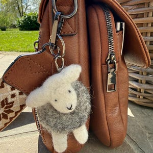 Needle Felted Herdwick Sheep Keyring, Handmade Wool Bag Charm, Countryside Inspired gift