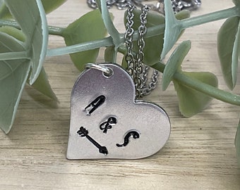Customizable Initial Heart Necklace with Arrow