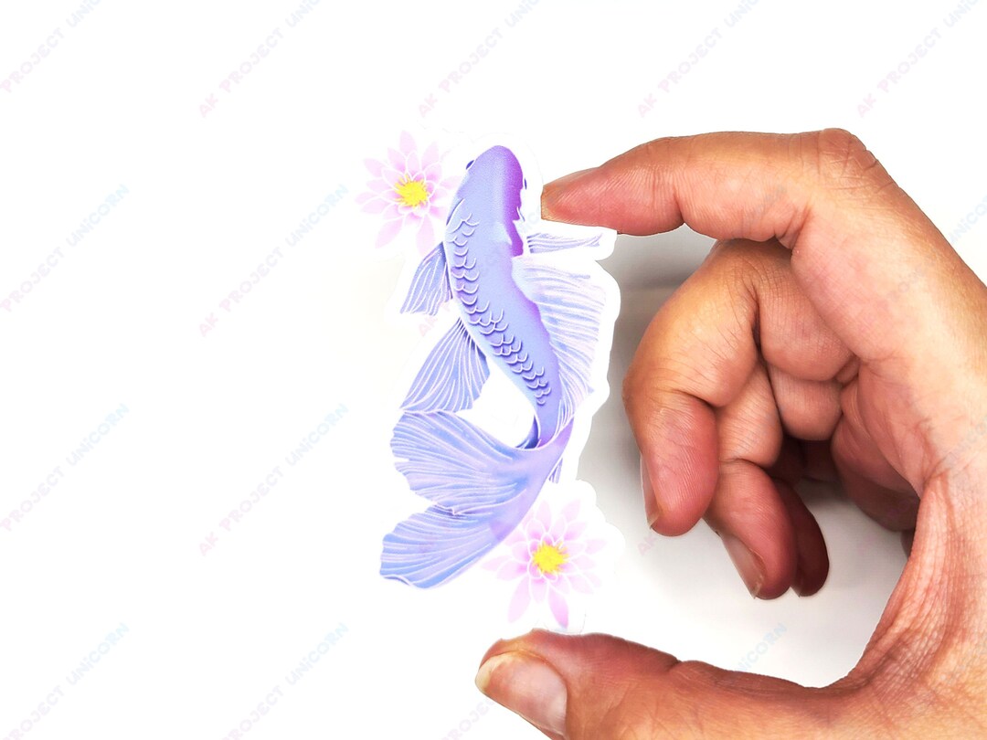 Water Lily and Koi Fish Sticker | Koi Fish Sticker, Vinyl Sticker ...