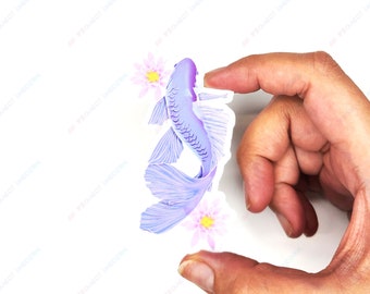 Water Lily and Koi Fish Sticker | Koi Fish Sticker, Vinyl Sticker, Water Bottle Sticker, Decal