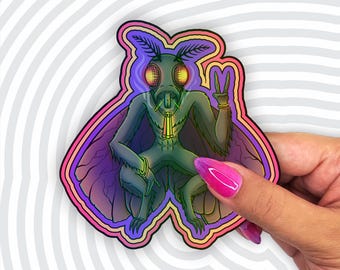 Raving Mothman Holographic Sticker