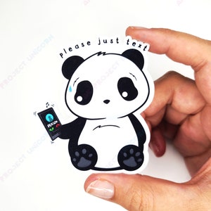 Please Just Text Panda Sticker | Panda Sticker, Vinyl Sticker, Water Bottle Sticker, Decal