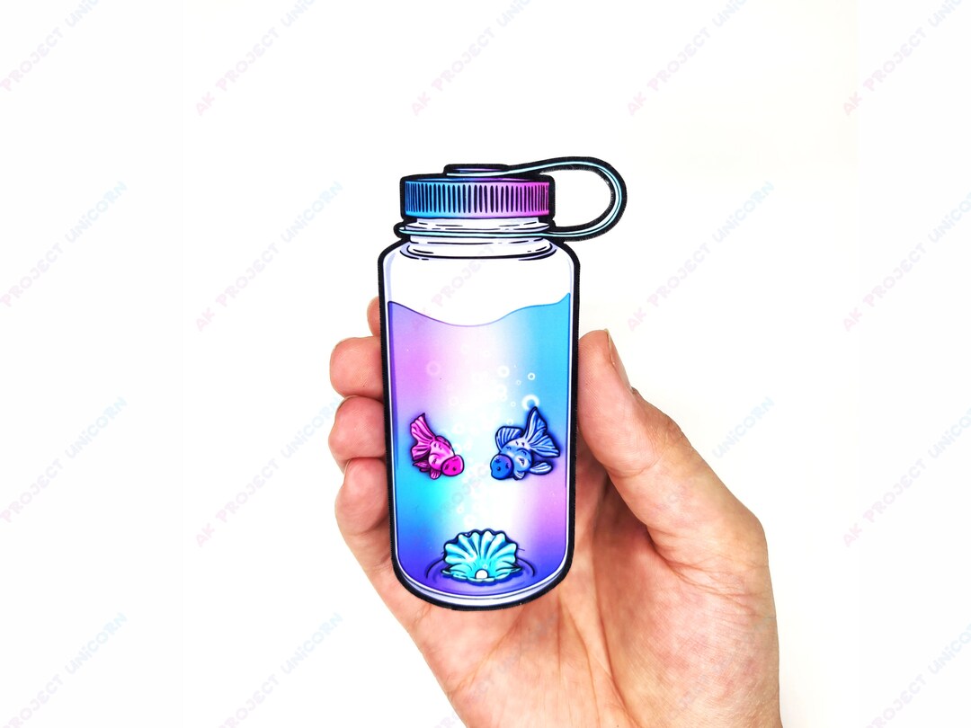 Cute Fish With Bubbles Water Bottle Sticker Cute Fish Sticker, Vinyl
