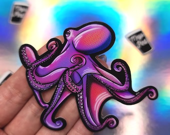 Halftone Octopus Sticker | Ocean Sticker, Vinyl Sticker, Water Bottle Sticker, Decal
