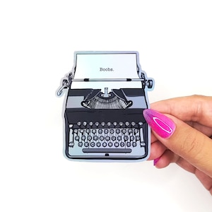 Funny Holographic Vintage Typewriter Sticker | Typewriter Sticker, Vinyl Sticker, Water Bottle Sticker, Holographic Sticker